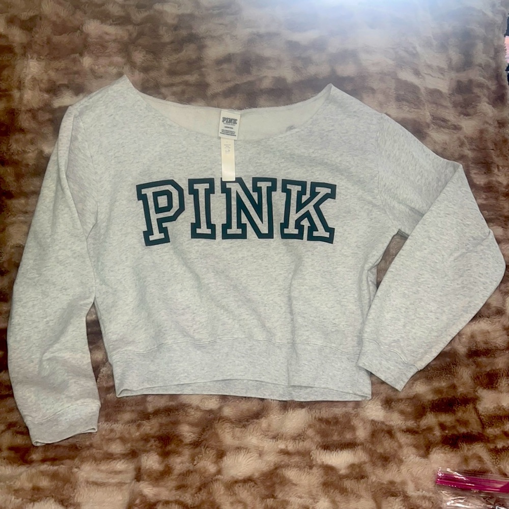 Victoria secret pink off shoulder sweatshirt size large SOLD - Picture 1 of 3